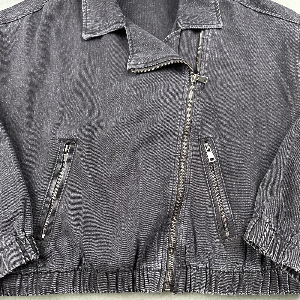 Baevely Böhme Women's Black Denim Light Wash Size Medium Collared Jacket - Picture 6 of 12
